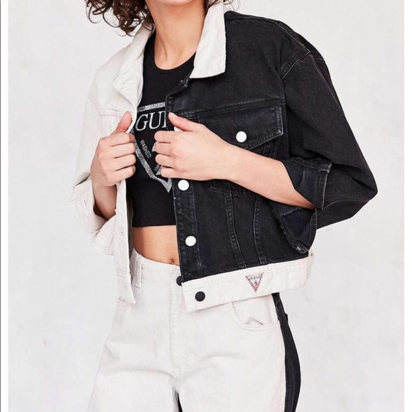 guess color block denim jacket